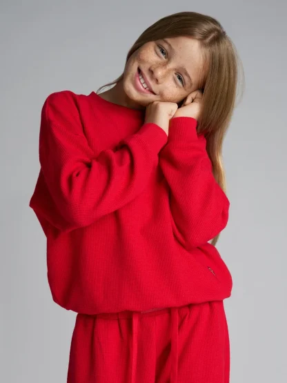 Kids' Waffle-Knit Long-Sleeve Top - Harbor