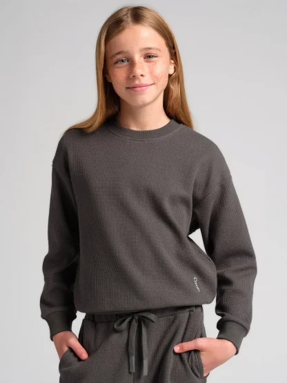 Kids' Waffle-Knit Long-Sleeve Top - Harbor