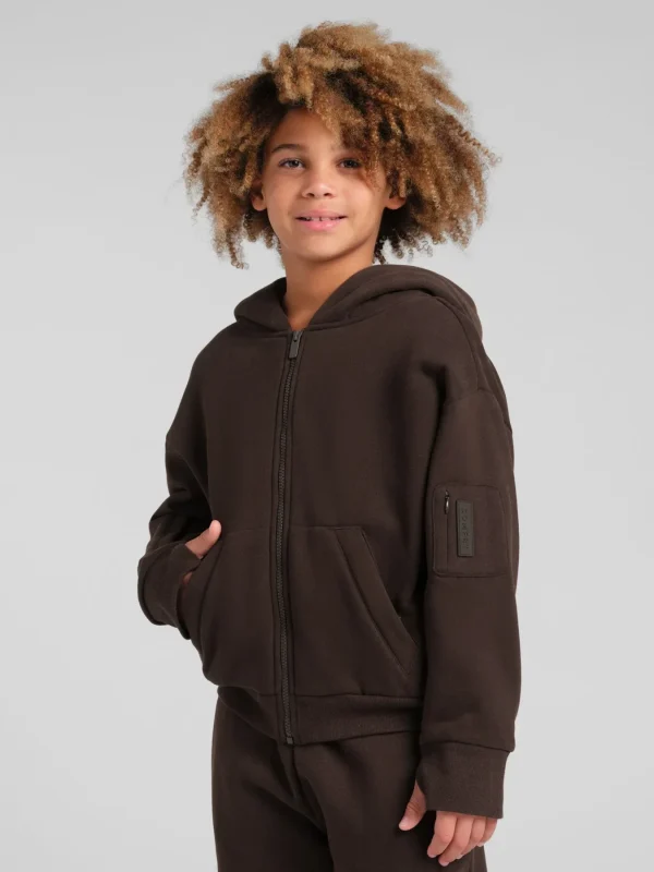 Kids Zip-Front Travel Hoodie - Crimson