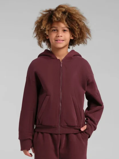 Kids Zip-Front Travel Hoodie - Crimson