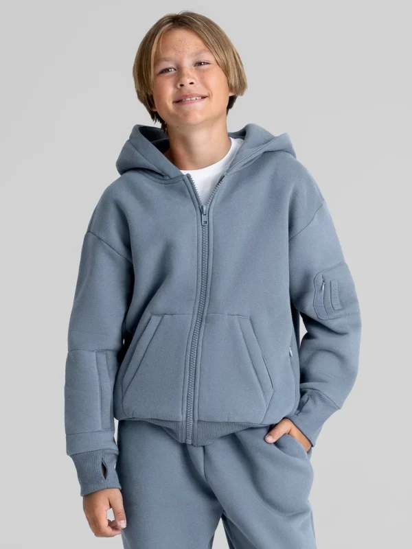 Kids Zip-Front Travel Hoodie - Crimson