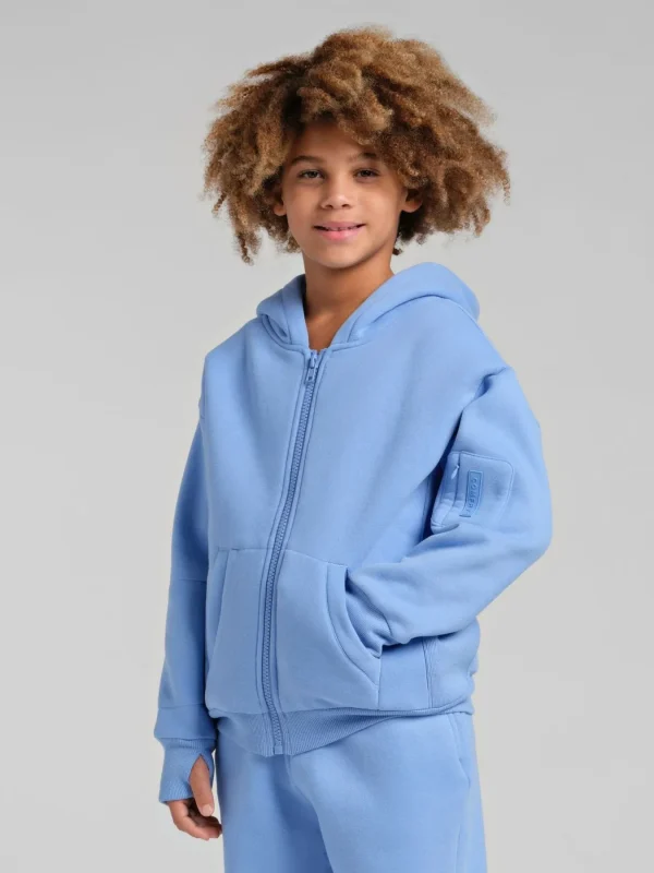 Kids Zip-Front Travel Hoodie - Crimson