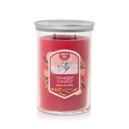 Large Tumbler Candle - Santa Skiing