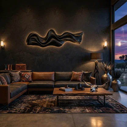 Large Wavy Wall Art Sculpture For Living Room