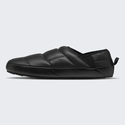 Leather Insulated Mule Slippers - Black