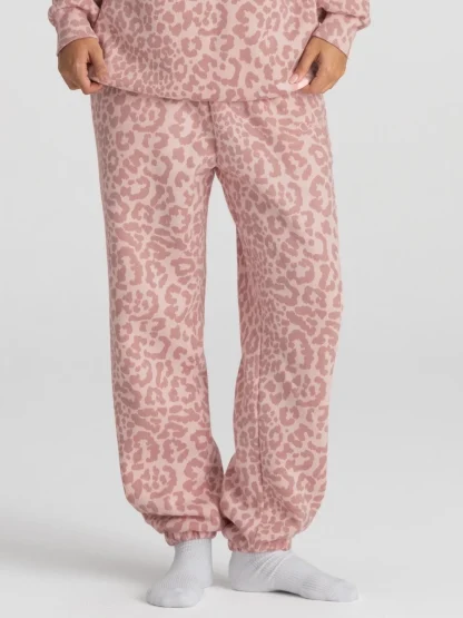 Leopard Print Jogger Sweatpants - Blush