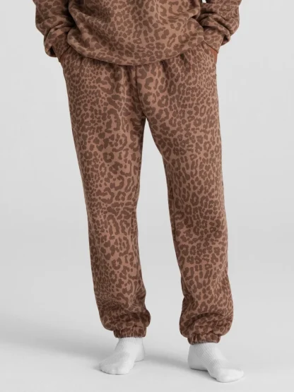 Leopard Print Jogger Sweatpants - Blush