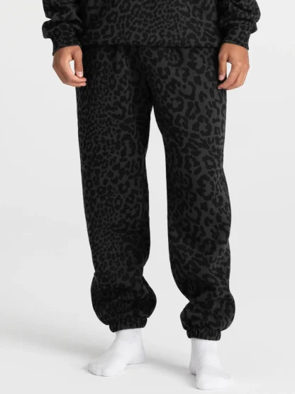 Leopard Print Jogger Sweatpants - Blush