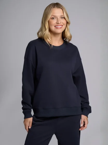 Lightweight Cropped Crewneck - Navy