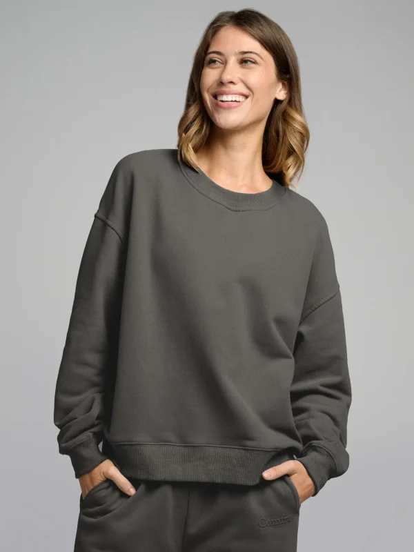 Lightweight Cropped Crewneck - Navy