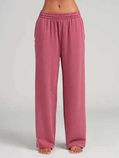 Lightweight Terry Straight Leg Pants - Black