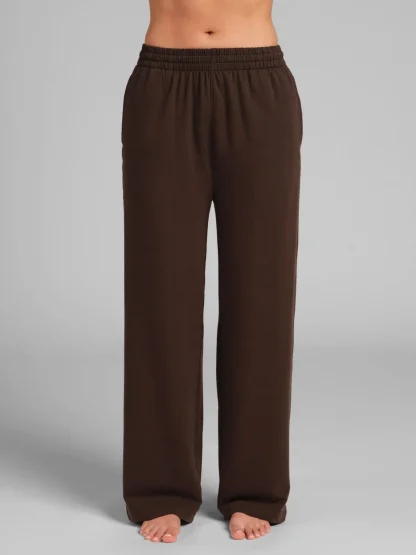 Lightweight Terry Straight Leg Pants - Black