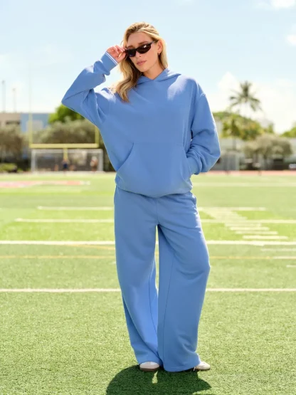 Lightweight Wide Leg Sweatpants - Blue