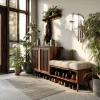 Lioren Solid Wood Entryway Bench Shoe Rack With Storage And Low Cabinet