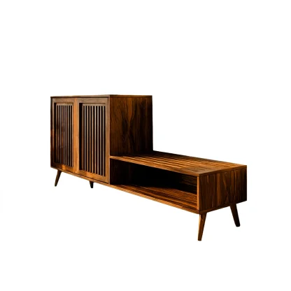 Lioren Solid Wood Entryway Bench Shoe Rack With Storage And Low Cabinet