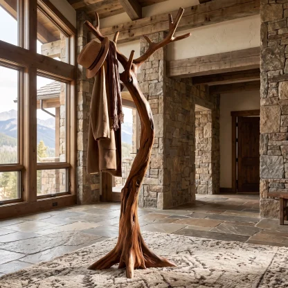 Lunareth Sculpted Solid Wood Tree Coat Rack