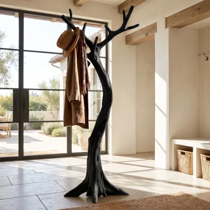 Lunareth Sculpted Solid Wood Tree Coat Rack