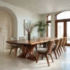 Luxury Natural Wood Dining Table Double Pedestal For Dining Room