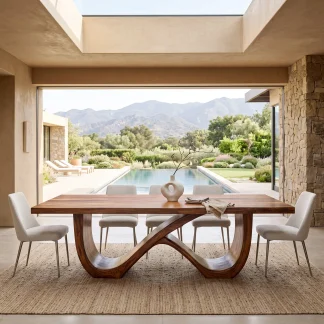 Luxury Wooden Dining Table Infinity Base For Dining Room
