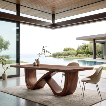 Luxury Wooden Dining Table Infinity Base For Dining Room