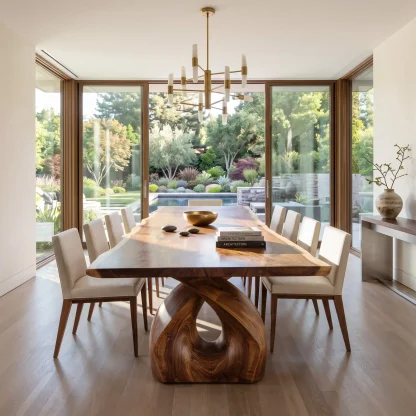 Luxury Wooden Dining Table Statement Base For Dining Room