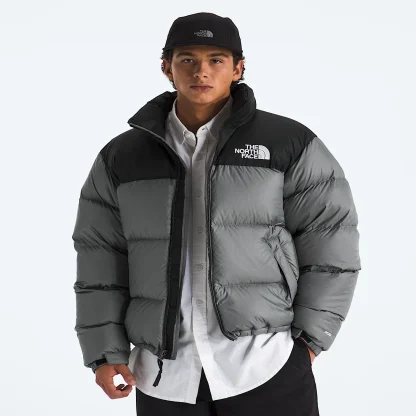 Men's Down Puffer Jacket - Navy and Black