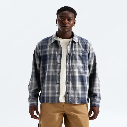 Men's Long-Sleeve Plaid Button-Down - Navy