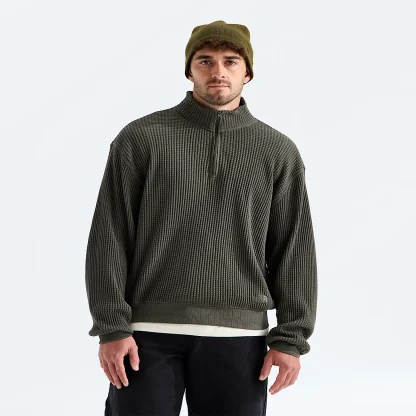 Men's Quarter-Zip Pullover - Taupe Green