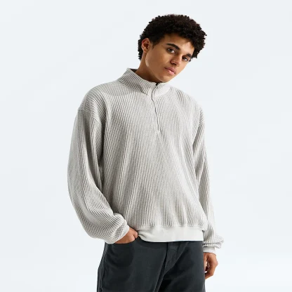 Men's Quarter-Zip Pullover - Taupe Green