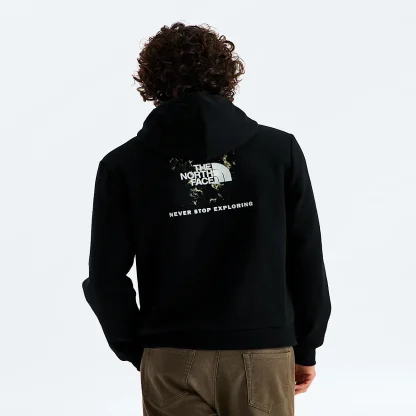 Men's Regular Fit Graphic Hoodie - Black
