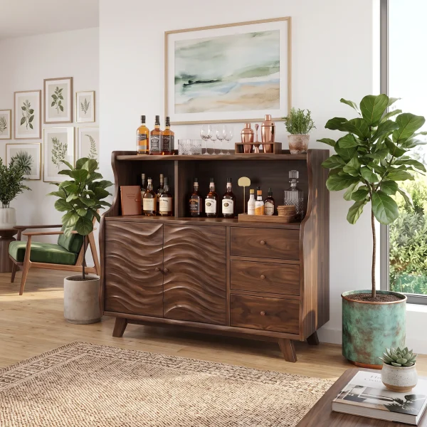 Mid Century Liquor Cabinet With Storage Living Room