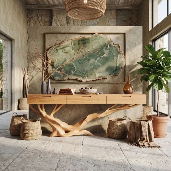 Mid Century Live Edge Entryway Table For Furniture Decor Modern