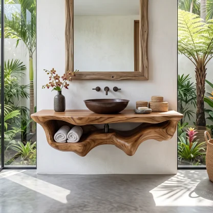 Mid Century Live Edge Floating Vanity Best Bathroom Decor