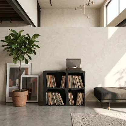 Mid Century Live Edge Record Stand Modern Living Room