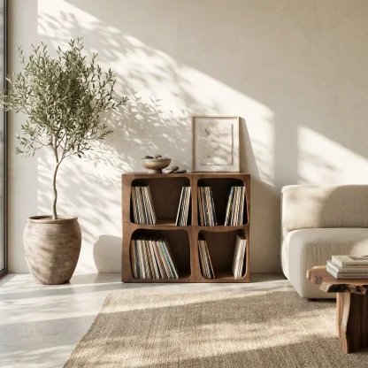 Mid Century Live Edge Record Stand Modern Living Room