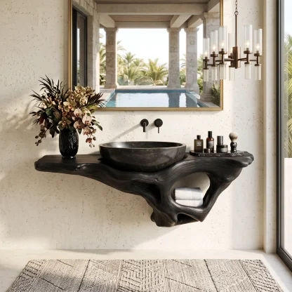 Mid Century Live Edge Vanity Bathroom Decor Accents