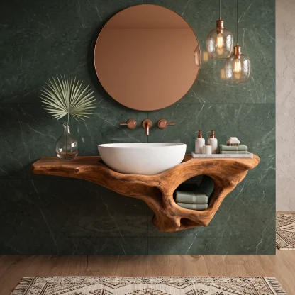 Mid Century Live Edge Vanity Bathroom Decor Accents