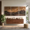 Mid Century Mountain Wood Wall Art Living Room