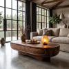 Mid Century Oval Coffee Table With Clean Low Profile Form For Living Room