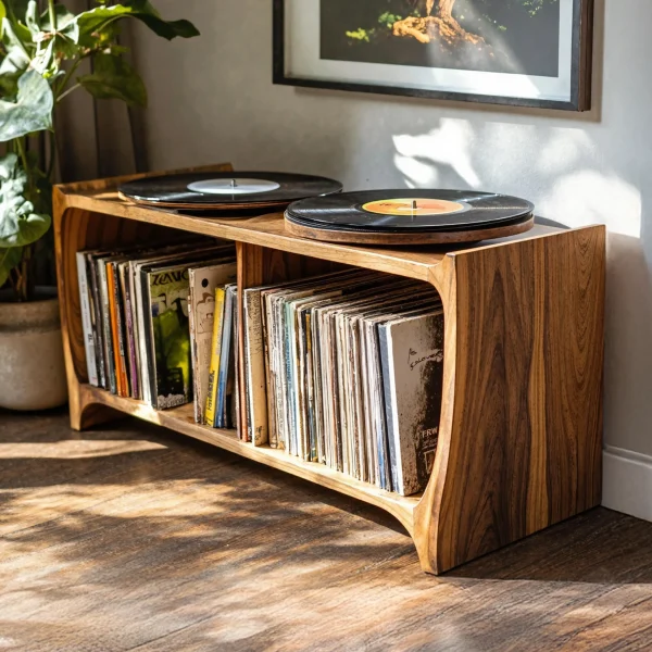 Mid-Century Record Player Stand For Living Room