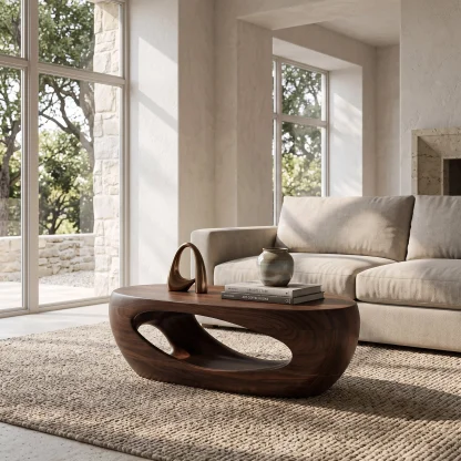 Mid Century Sculptural Coffee Table For Living Room