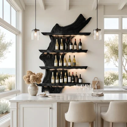Mid Century Wine Rack For Kitchen Bar Wall Shelf