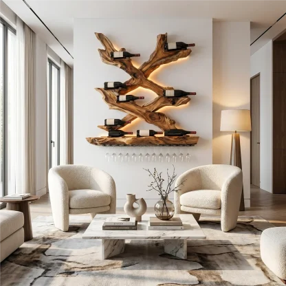 Mid Century Wine Rack For Living Room Bottle Display