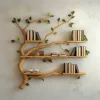Mid Century Wood Tree Bookcase Wall Mounted Shelf