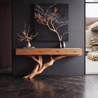 Mid Century Wooden Console Table For Living Room Contemporary Accent