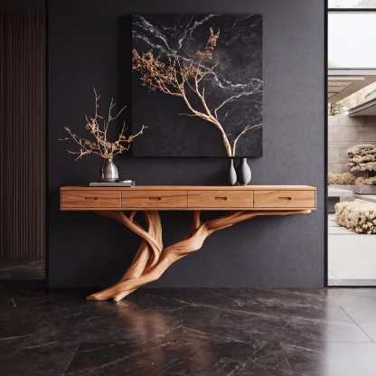 Mid Century Wooden Console Table For Living Room Contemporary Accent