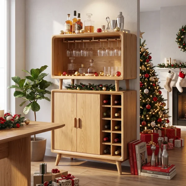 Mid Century Xmas Bar Cabinet Family Living Room