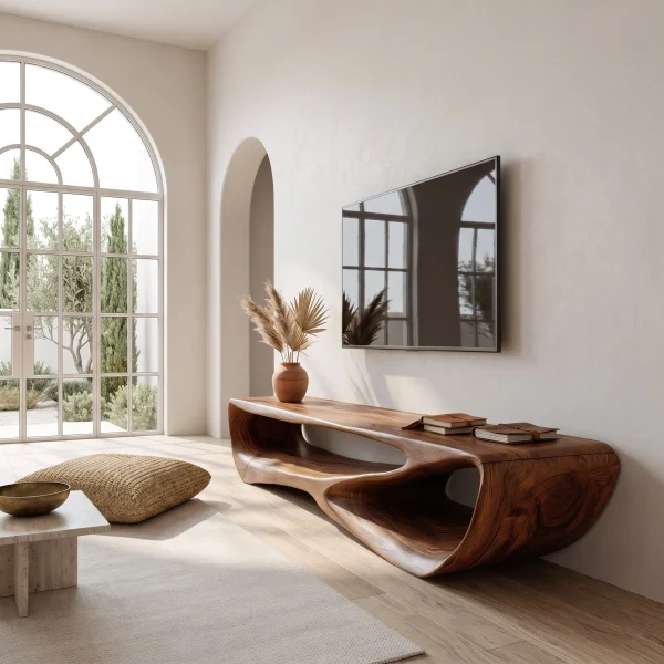 Minimal Curved TV Console For Living Room