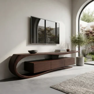 Minimalist Curved TV Console For Living Room