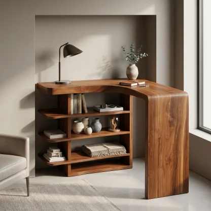 Minimalist Desk With Functional Storage Shelves For Study And Workspace